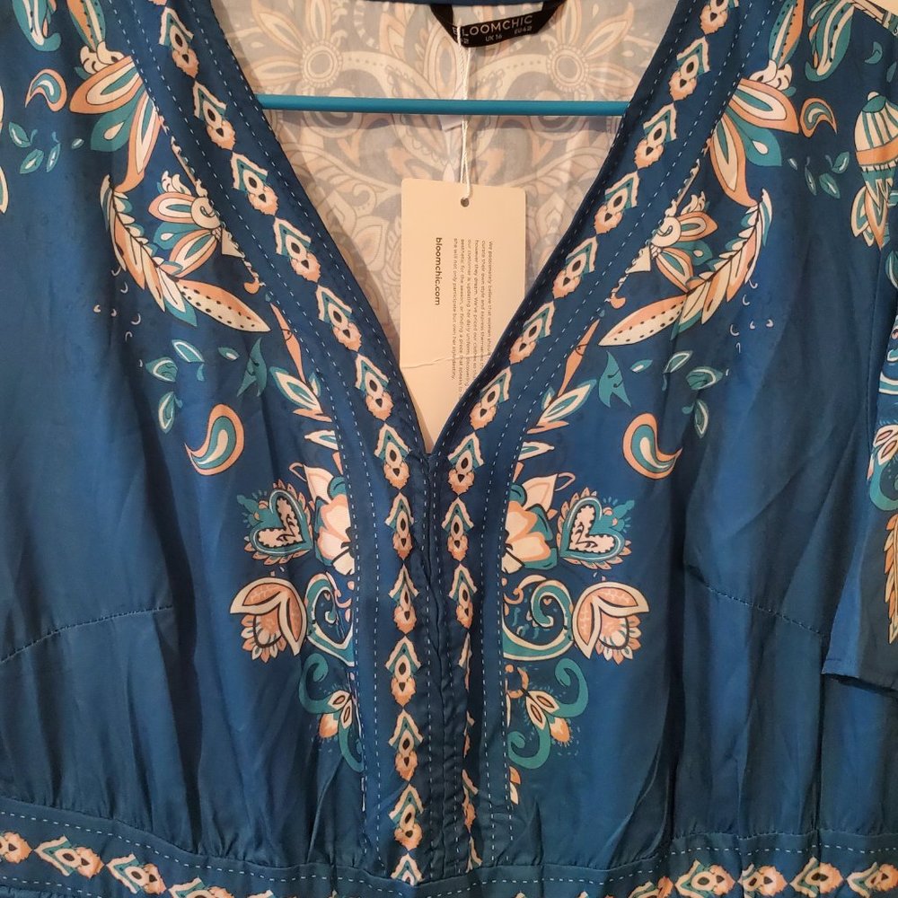Bloomchic Bandana Floral & Paisley Pocket Knee Dress Size 12 - Picture 7 of 9